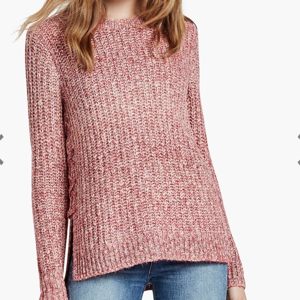 Lucky Brand Lace Up Pink Sweater!